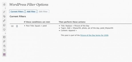 Opções do WordPress Filter